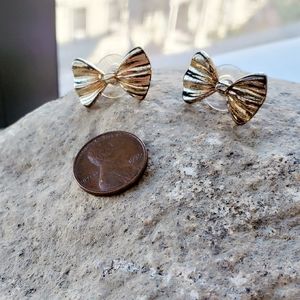 Imitation gold bow tie studs